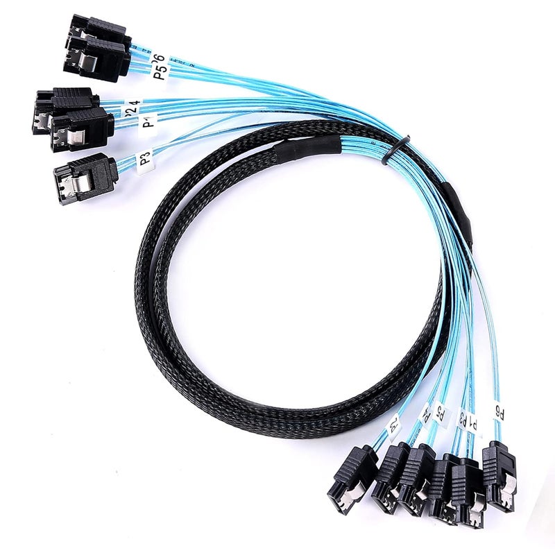 ADCAUDX SATA-III Cable-1M 6Pcs/Set-6Gbps-SATA Cable Long Replacement for Bitcoin Computer-Server CD DVD Drives Raid HDD-SSD (3.3FT) - Image 1